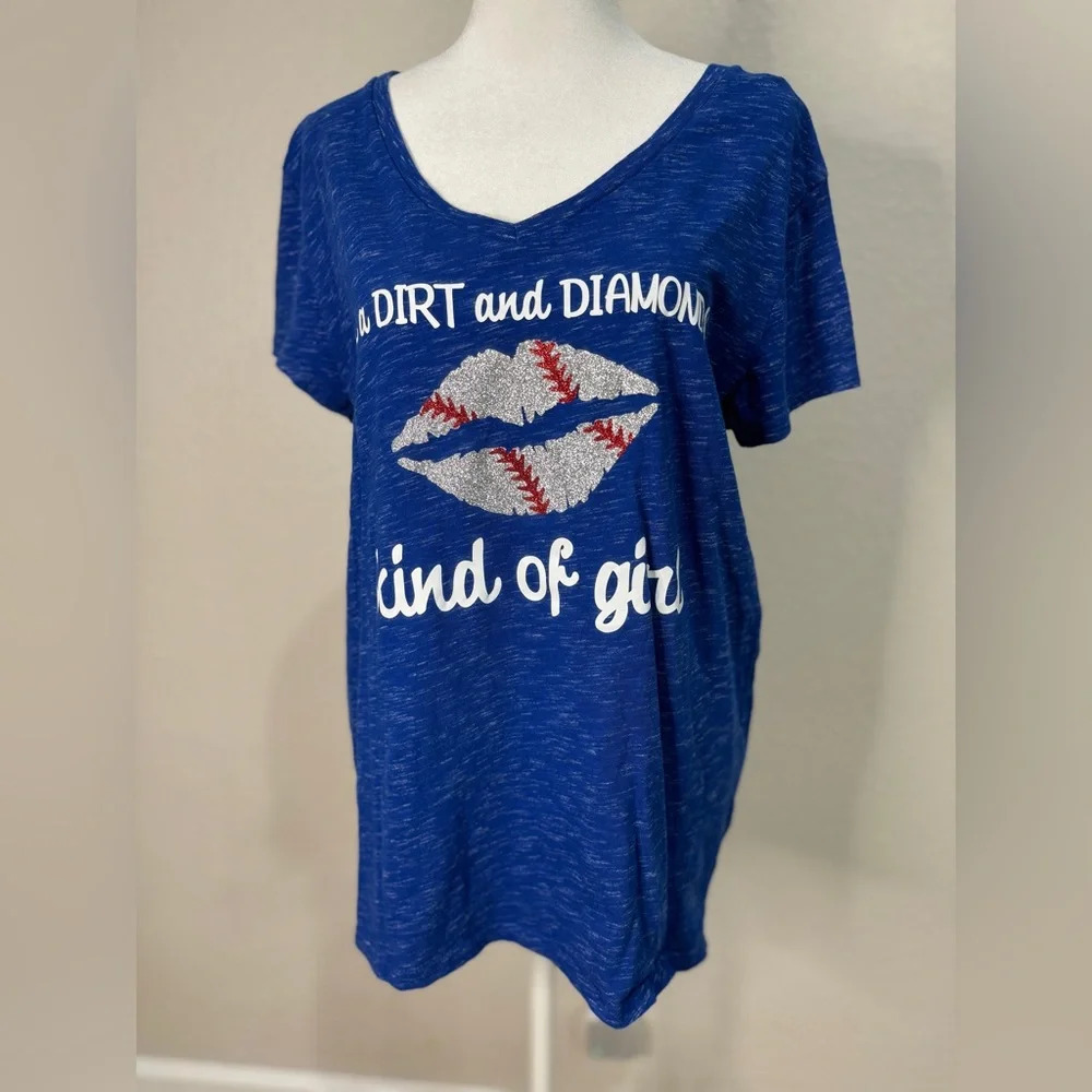 DISTRICT worn once “I’m a dirt and diamonds kinda girl” baseball shirt
